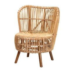 Nagoya Modern Bohemian Natural Rattan Wide Seat Lounge Chair by Baxton Studio in Natural Rattan
