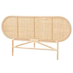 Reegan Modern Bohemian Natural Brown Rattan Queen Size Standalone Headboard by Baxton Studio in Natural Brown Rattan