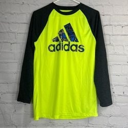 Adidas Shirts & Tops | Adidas Youth Big Boys L Athletic Neon Green Yellow Black Crew Neck Long Sleeve | Color: Black/Yellow | Size: Lb