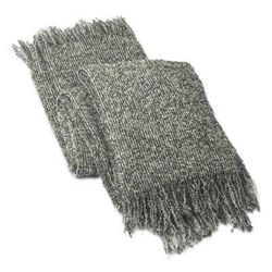 Cozy Grey,'Hand Woven Grey Boucle Alpaca Blend Throw from Peru'