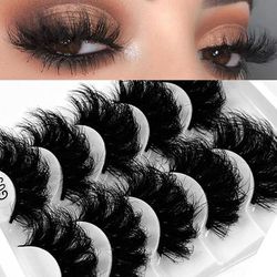 5 Pairs Eyelashes Faux Mink Eyelashes Long Lasting Fluffy Mink Lashes Dramatic Volume Lashes Extension Thick Long