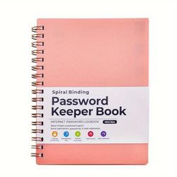 A6 Mini Size Spiral Password Keeper Book With Alphabetical Tabs, Password Notebook For Internet And Computer Login, Username, Passwords For Home, Office