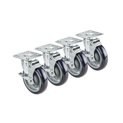 Krowne 28-115S Royal Series 4 Piece Universal Plate Caster Set w/ 4" Wheels, 3 1/2" x 3 1/2"