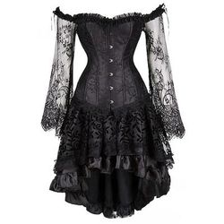 Sexy Retrò Vintage Rococò Corto Mini Vestito Corsetto Overbust Bustino Jacquard Pizzo Senza spalline Costume Per donna Halloween Carnevale Mascherata Balli di fine anno Festa / Sera Adulti Top Gonna