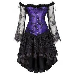 Sexy Retrò Vintage Rococò Corto Mini Vestito Corsetto Overbust Bustino Jacquard Pizzo Senza spalline Costume Per donna Halloween Carnevale Mascherata Balli di fine anno Festa / Sera Adulti Top Gonna