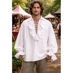 Medievale Rinascimento Steampunk Blusa / Camicia Pirata Cavaliere Vichingo Costume Per uomo Costumi da pirata Halloween Carnevale Performance Festa / Sera LARP Adulti Camicia