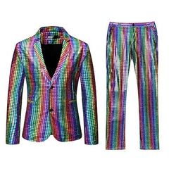 Disco Anni '80 Pantaloni Abiti Completi Blazer Costume Per uomo Costume di Carnevale Mascherata Club Feste Performance Adulti Cappotto Pantaloni
