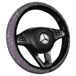 Starfire copertura del volante in pelle diamante per le donne ragazze con strass di cristallo lucido universale fit 15 pollici auto suv protezione antiscivolo ruota