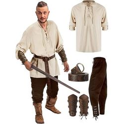 Retrò Vintage Medievale Rinascimento Pantaloni Abiti Cintura in Vita Pirata Vichingo Ranger Costume Per uomo Vichingo Fantasia Halloween Carnevale Mascherata Carnevale Performance Mascherata Adulti