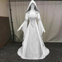 Retrò Vintage Medievale Rinascimento Lunghezza al pavimento Vestito Normale Manica del polsino svasato Vichingo Straniero Taglie Forti Elfico Costume Per donna Celtico Reale Halloween Carnevale