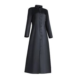 Retrò Vintage Medievale Costume Cosplay Mascherata Prete Tinta unita Colletto Mao Costume Per uomo Stile Steampunk Halloween Palcoscenico Mascherata Adulti Cappotto