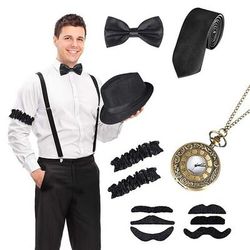 Vintage Anni Ruggenti Anni 1920 Cappello Panama Set di accessori Il grande Gatsby Costume Per uomo Mascherata Addio al Nubilato Festival Adulti Fiocco Altri Accessori Cappello
