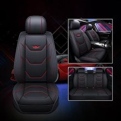 Set Completo di 5 Sedili di Lusso Universale in PU Pelle 5D Copertura per Sedile Anteriore Auto Impermeabile Tappetino Protettore per Sedile Traspirante