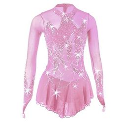 Vestito da pattinaggio artistico Per donna Da ragazza Pattinaggio sul ghiaccio Vestiti Completi Rosa baby Lilla Nero Elevata elasticità Competizione Vestiti da pattinaggio sul ghiaccio Fatto a mano