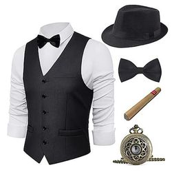 Anni Ruggenti Anni 1920 Retrò Vintage Abiti Gilet Cappello Panama Il grande Gatsby Gentiluomo Moda Costume Per uomo Natale Halloween Carnevale Balli di fine anno Addio al Nubilato Festival Adulti
