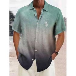 Per uomo Piante Tropicali Bandiera Nazionale Camicia Camicia hawaiana estiva Camicia Aloha Maniche Corte Camicia Collo ripiegato Sport Moda Streetwear All'aperto Streetwear Casuale Rosso Blu Verde S
