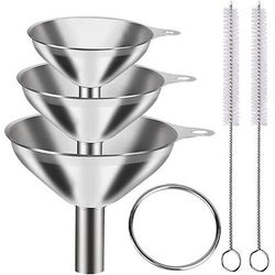 3/5 imbuti in acciaio inossidabile per uso cucina, set di 3 piccoli imbuti grandi e piccoli, imbuti per matracci in polvere da cucina in metallo per riempire bottiglie di spezie per acqua e liquori, 2