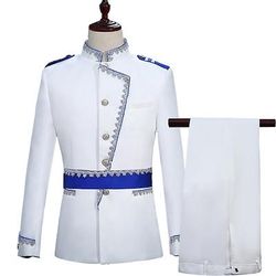 Cappotto Pantalone Retrò Vintage Medievale Cappotto Pantaloni Abiti Principe Aristocratico Tinta unita Tuta / Completo Pantalone Costume Per uomo Feste Giubileo di platino della Regina 2022 Elizabeth