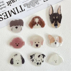 Cartoon Animal Cute Puppy Dog Glossy Grip Tok Phone Stand Bracket For iPhone 15 14 13 12 Pro Griptok
