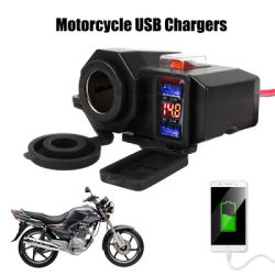 24V 12V Motorcycle USB Chargers 3.0 2.1A Cigarette Lighter Port Volt Switch Cover Cell Phone Power Adapter Splitter Accessories