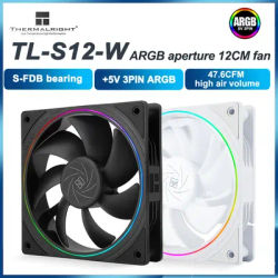 Thermalright TL-S12-W 5V 3PIN ARGB Aperture PC Case Fan Temperature Control Water-Cooling Radiator Replace Fan