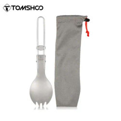 Tomshoo Titanium Folding Spork Outdoor Camping Supplies Hiking Backpacking Dinner Spork Utensil Tableware Fork Spoon for Hiking