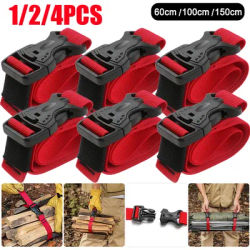 1/2/4PCS PPortable Cargo Tie Down Luggage Belt Strap Quick Release Buckle 50/100/150cm Baggage Secure Strap for Camping Hiking
