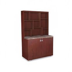 Forbes Industries 4437 Mobile Back Bar w/ Himalayan Slate Countertop - 48"L x 24"W x 78"H, Mahogany Laminate, Brown