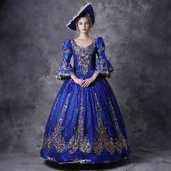 Gotico Vittoriano Ispirato al vintage Vestito Costume da festa Abito da Ballo Principessa Shakespeare Tinta unica Abito da ballo Costume Per donna Reale Halloween Carnevale San Valentino Festa serale