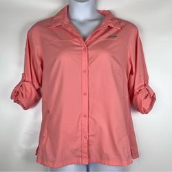 Columbia Tops | Columbia Omni-Shade Shirt Size Women’s Xl Peach Vented Roll-Tab Long Sleeve Read | Color: Orange | Size: Xl