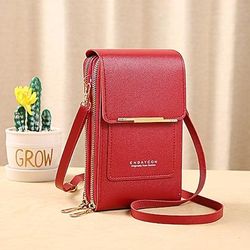 Borsa a tracolla rosa da donna con cerniera multipla, compatta ed elegante per i viaggi di tutti i giorni, mini borsa con dettagli dorati