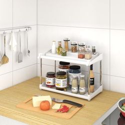 Two Tier Shelf Spice Rack Organizer by LCM Home Fashions, Inc. in White