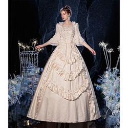 Gotico Vittoriano Ispirato al vintage Vestito Costume da festa Abito da Ballo Principessa Shakespeare Tinta unica Abito da ballo Costume Per donna Halloween Carnevale San Valentino Festa serale Feste