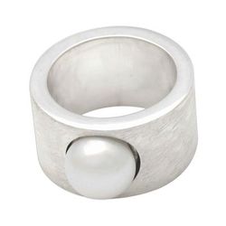 Simplicity,'Handmade Sterling Silver and Pearl Band Ring'