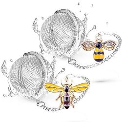 2 pezzi infusore per tè tè sfuso più ripido in acciaio inossidabile palla da tè a maglia fine infusori per tè a foglia sfusa ciondolo carino diffusore per tè con ape miele il ragno incanta il colino
