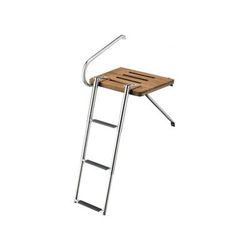 Whitecap Swim Platform w/3-Step Telescoping Ladder f/Boats w/Outboard Motors Teak 68902