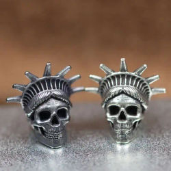 Liberty Skull Head Sculpture Brass Knife Beads EDC Outdoor DIY Handmade Woven Paracord Lanyard Pendants Accessories Retro Charms
