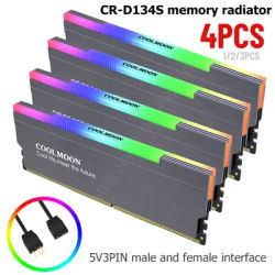 COOLMOON RAM Heatsink Radiator 5V 3PIN ARGB Cooler Addressable Cooling Vest Heat Sink Cooler for DDR3 DDR4 Desktop PC Ram Memory