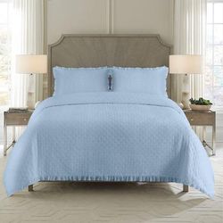 Ruffled Quilt Set by BrylaneHome in Periwinkle (Size KING)