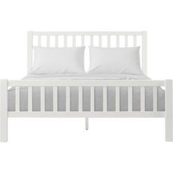 Hampton Wooden Platform Bed in Oak, Queen by Camden Isle in White (Size QUEEN)