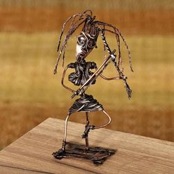 Hairling,'Handcrafted Surrealist Oxidized Copper Sculpture of Woman'