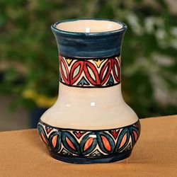 Regal Heritage,'Traditional Patterned Painted Ceramic Mini Vase from Armenia'