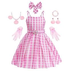 Bambola Vestito Costume Cosplay Guanti Retrò Vintage Rosa Acceso for Ragazze Bambini Giornata universale dell'infanzia Mascherata Settimana del libro