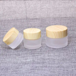 5G 10G 15G 30G 50G Frost Glass Bottle Plastic Bamboo Lid Glass Jar Empty Bottle Cream Jar Cosmetic Packaging Container