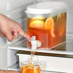 TEMU 1pc Plastic Beverage Dispenser With Spigot,1 Gallon 3 Container，cold Kettle With Faucet In Refrigerator, Fruit Teapot, Lemonade Bottle