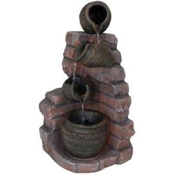 Sunnydaze Decor Sunnydaze Crumbling Bricks/Pots Solar Water Fountain with Battery - 27 in - Blue