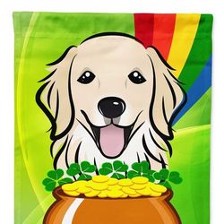 Caroline's Treasures 28 x 40 in. Polyester Golden Retriever St. Patrick's Day Flag Canvas House Size 2-Sided Heavyweight