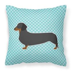 Caroline's Treasures Dachshund Checkerboard Blue Fabric Decorative Pillow - 18 X 18 IN