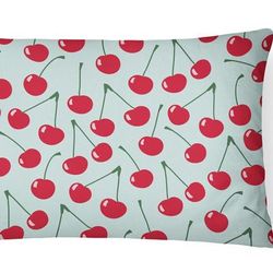Caroline's Treasures 12 in x 16 in Outdoor Throw Pillow Cherries on Blue Canvas Fabric Decorative Pillow