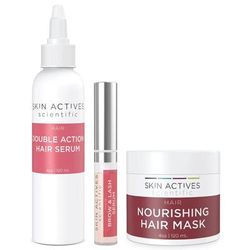 Skin Actives Scientific Double Action Hair Serum & Nourishing 4oz Hair Mask With Brow & Lash Serum Set